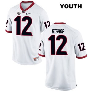 Youth Georgia Bulldogs NCAA #12 Tray Bishop Nike Stitched White Authentic College Football Jersey HIE4654LD